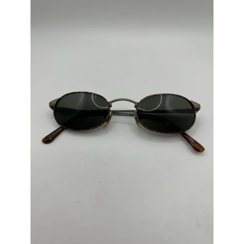 VTG Fossil Francis Oval Sunglasses Tortoiseshell Green Lenses‎ Y2K
